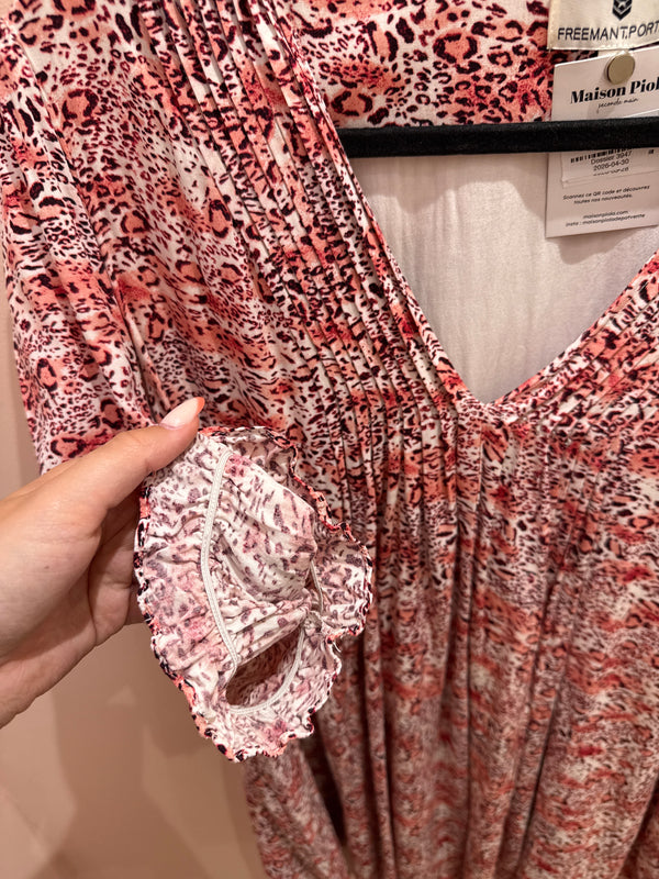Freeman robe leopard rose XL