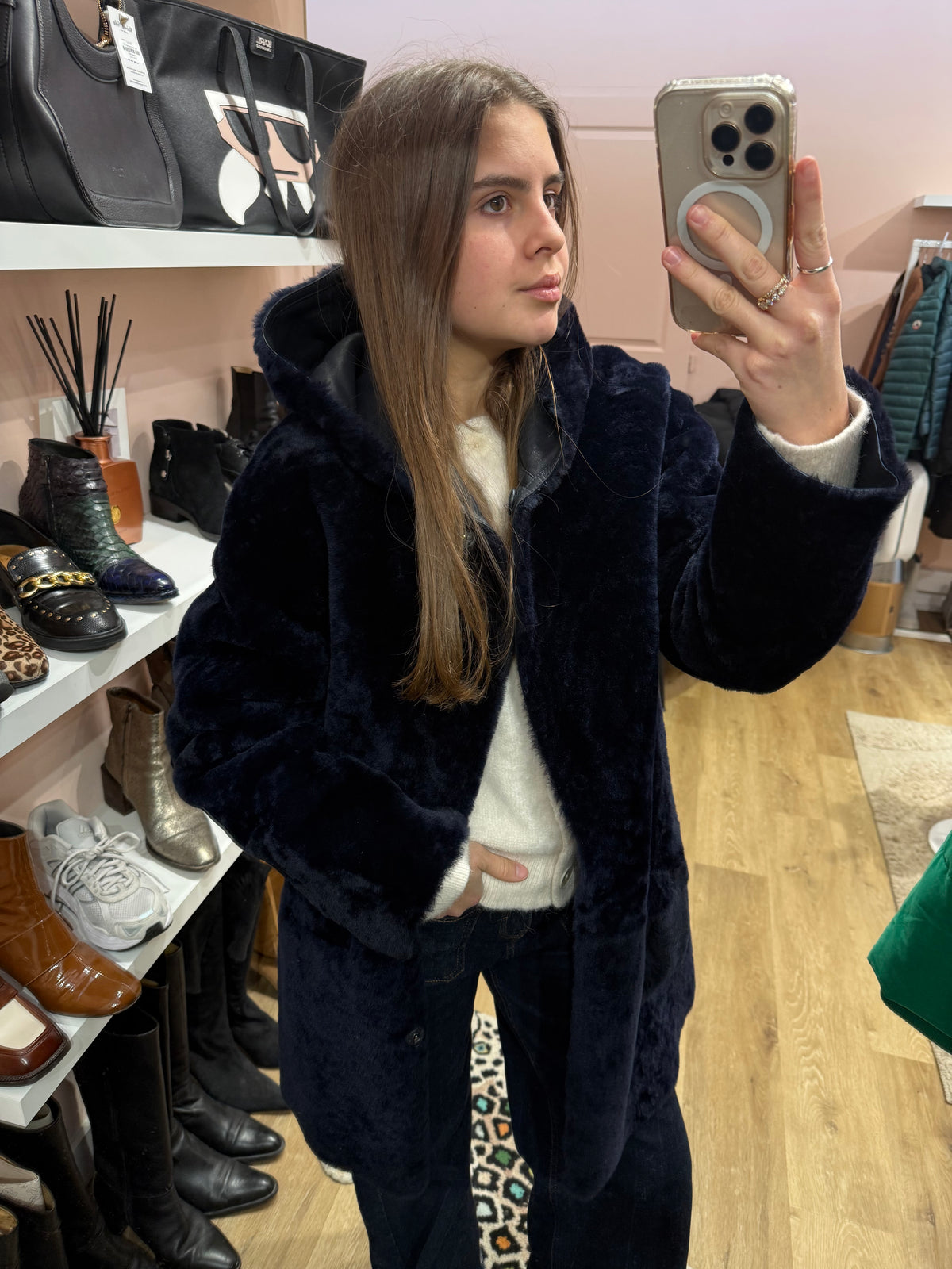 Manteau en peau laine bleu Weill T.M