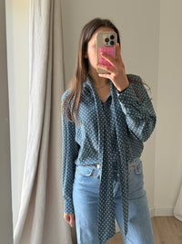 Chemise Max Mara Bleu point blanc T.40 soie 01/06