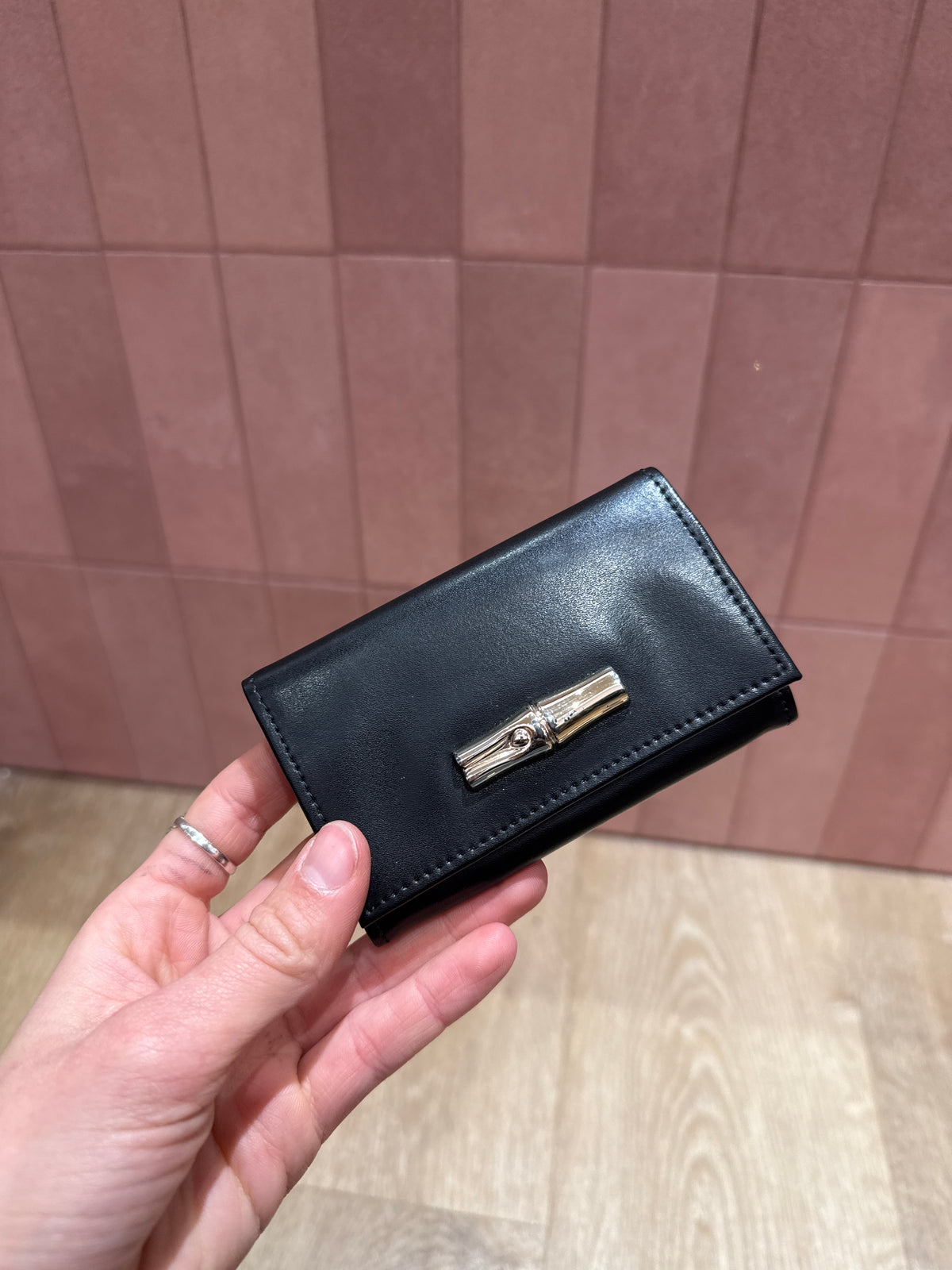 Pochette en cuir Longchamp noire