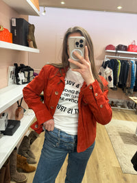 Veste en cuir rouge Acoté TM/L