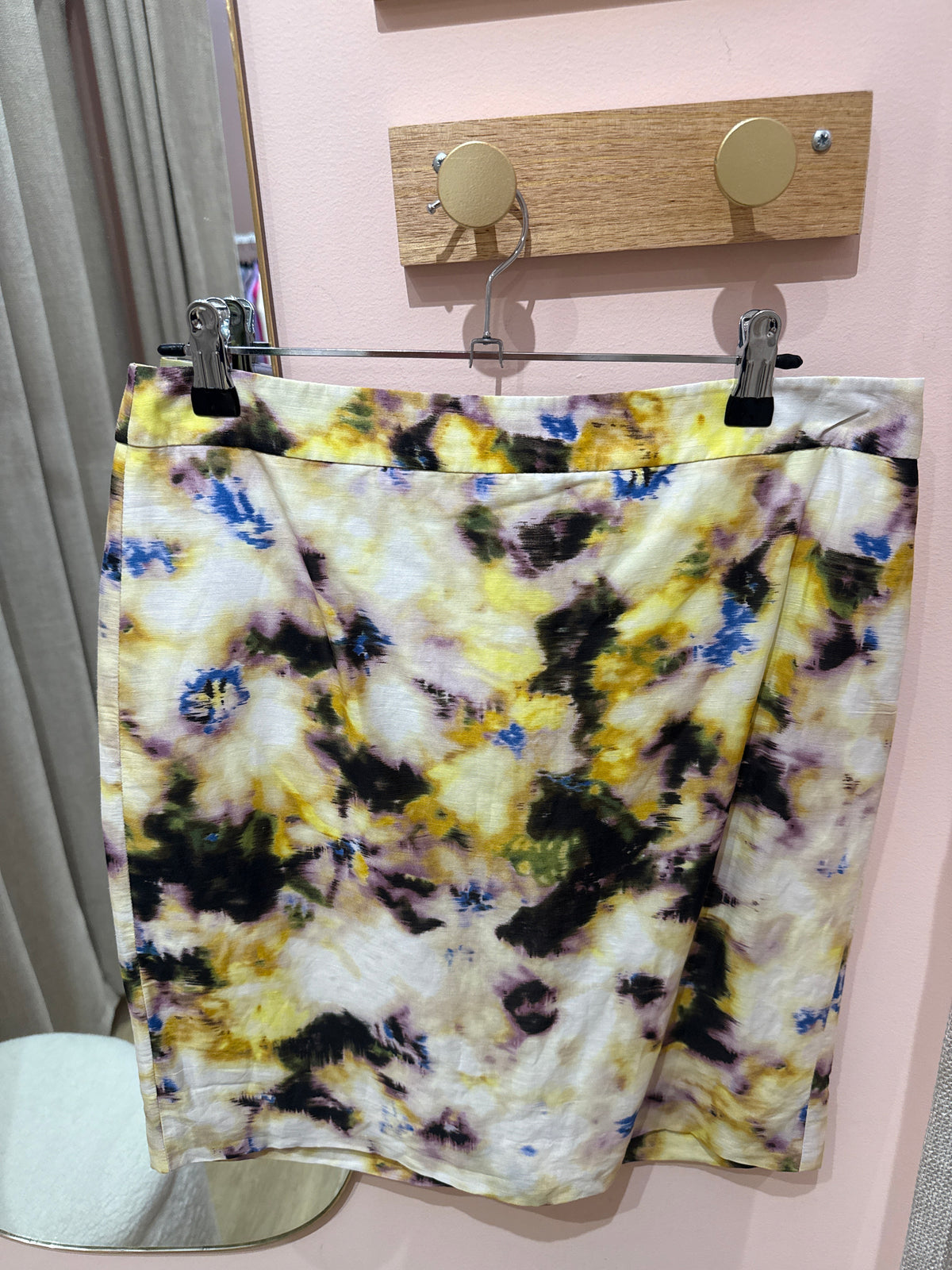 Jupe soie jaune et verte J.Crew T.38