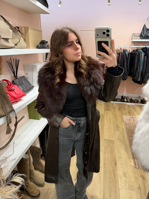 Manteau en cuir Pablo Valentino T.40 marron 10/10