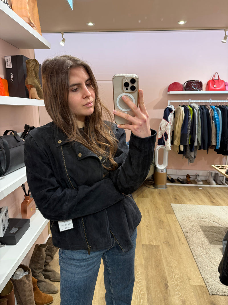 One Step - Veste en cuir bleue - T.42