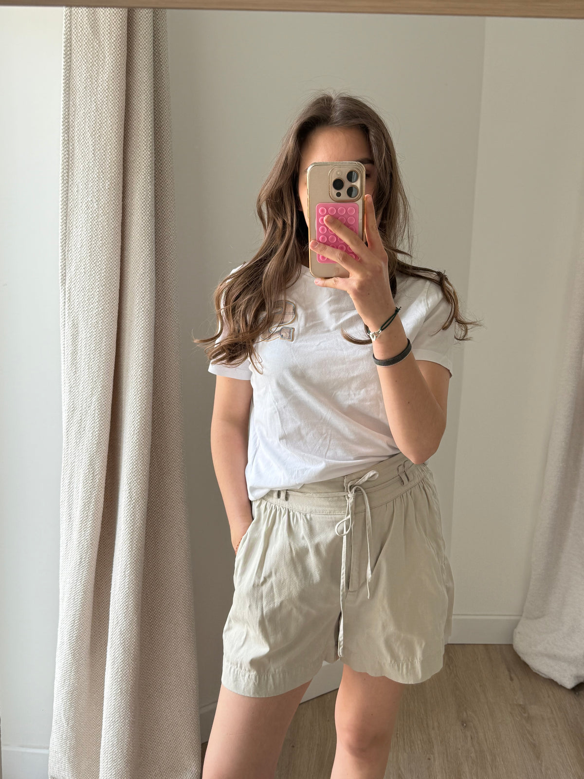 T-shirt Sandro blanc logo rose TS