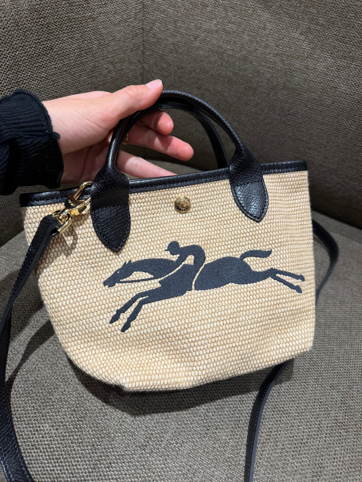 Sac beige en raphia à bandoulière — Longchamp 21/10