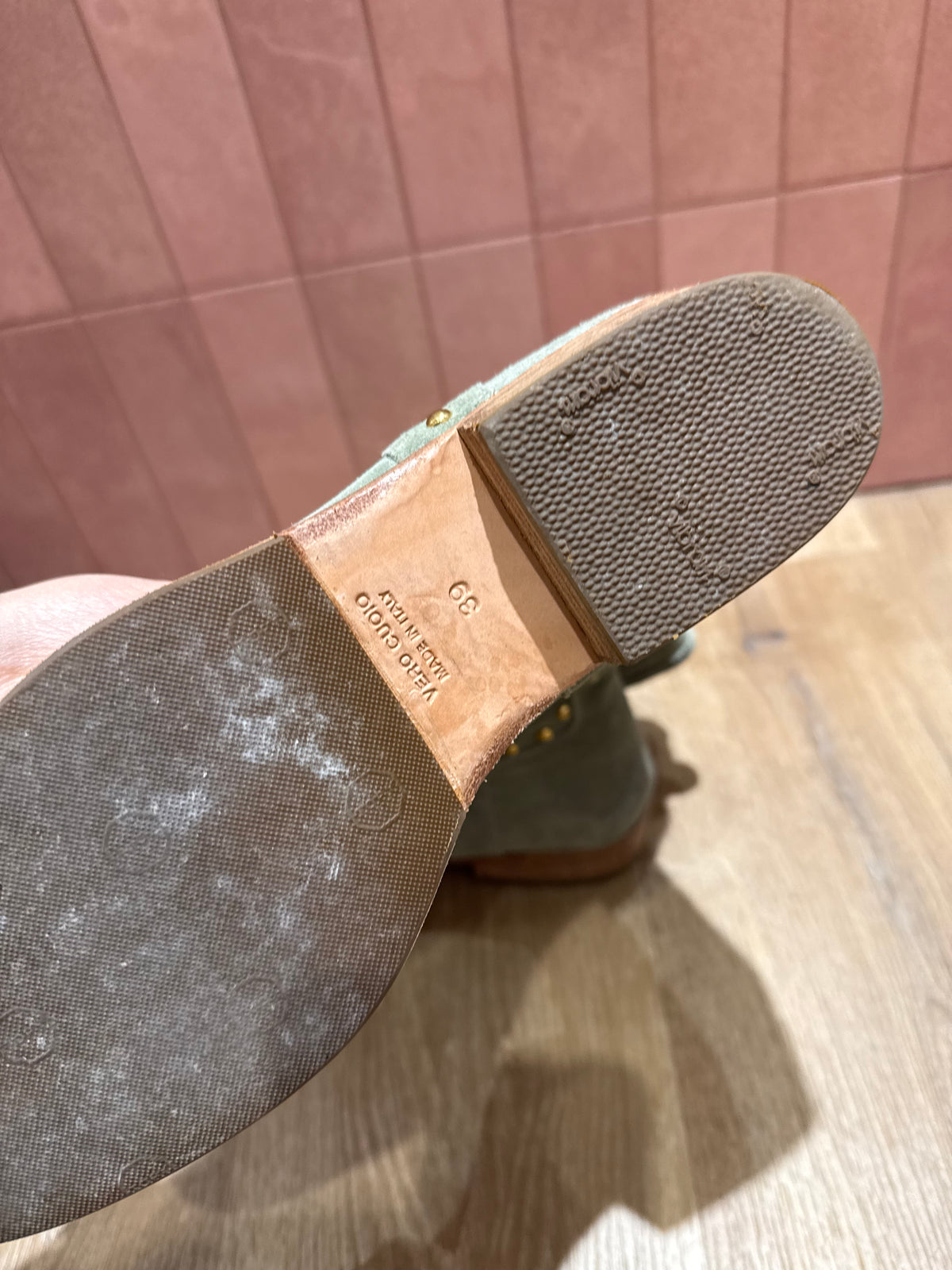 Bottines vertes en daim - vert - T.39/40 30/05
