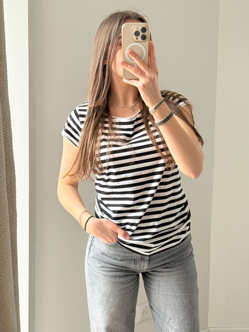 T-shirt Agnes b noir à rayures T.L