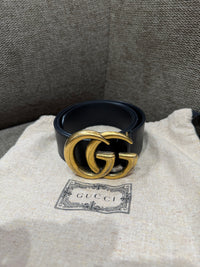 Ceinture en cuir à grosse boucle dorée GG Gucci T.S 20/09