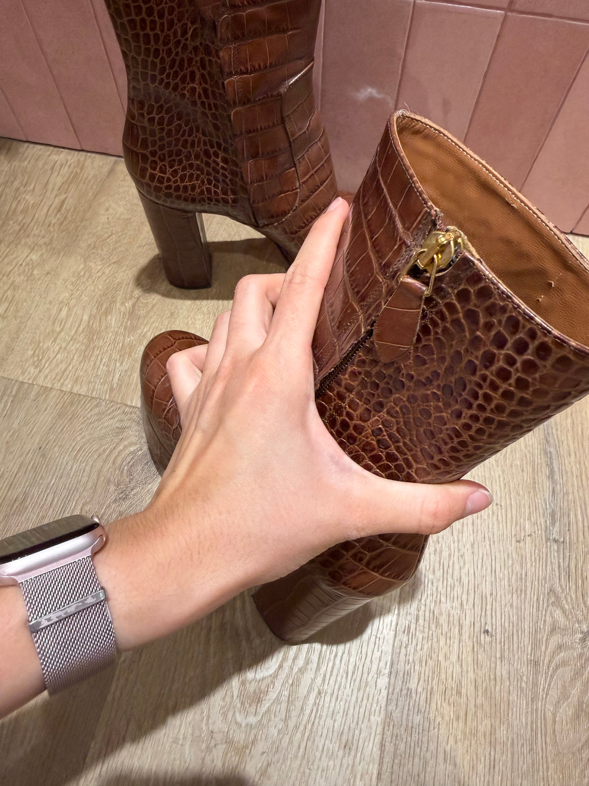 Bottines à talons marron croco Paris Texas T.39 15/09
