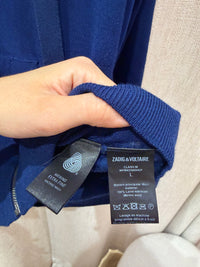 Zadig & Voltaire - Sweat-shirt bleu à capuche, détail rouge - T.L 11/09