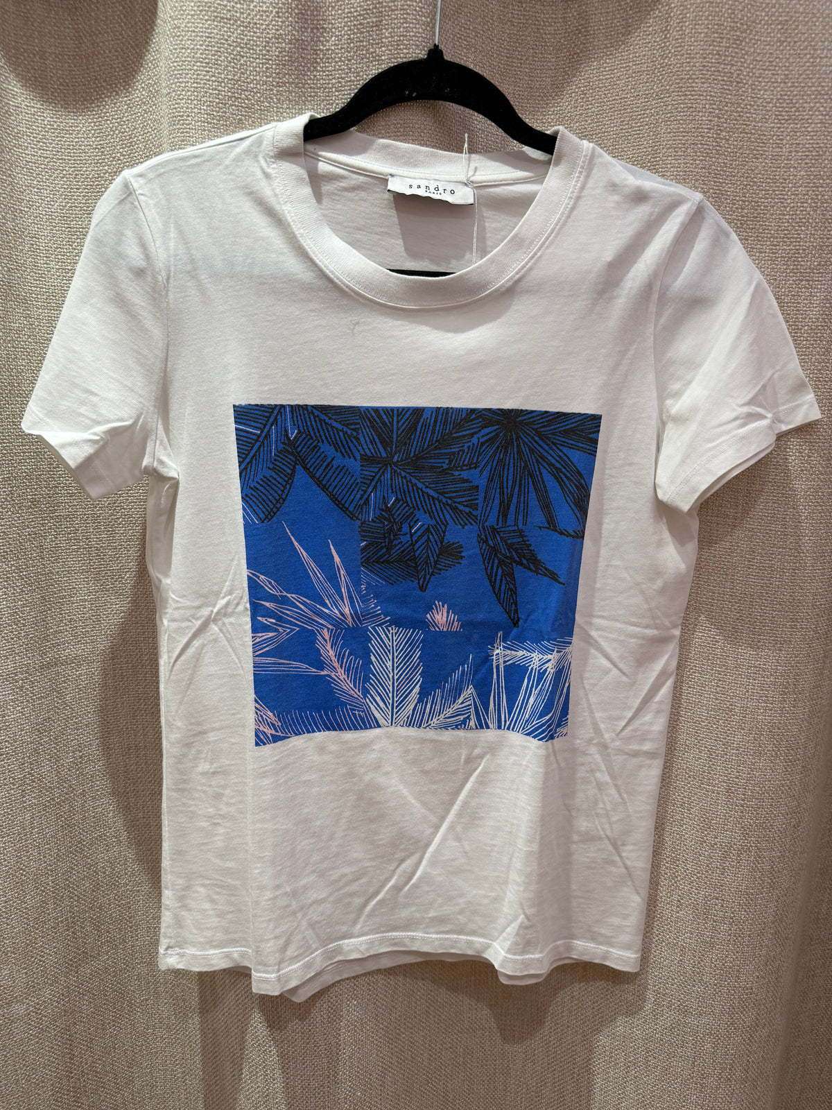 T-shirt bleu et rose Sandro carré T.S