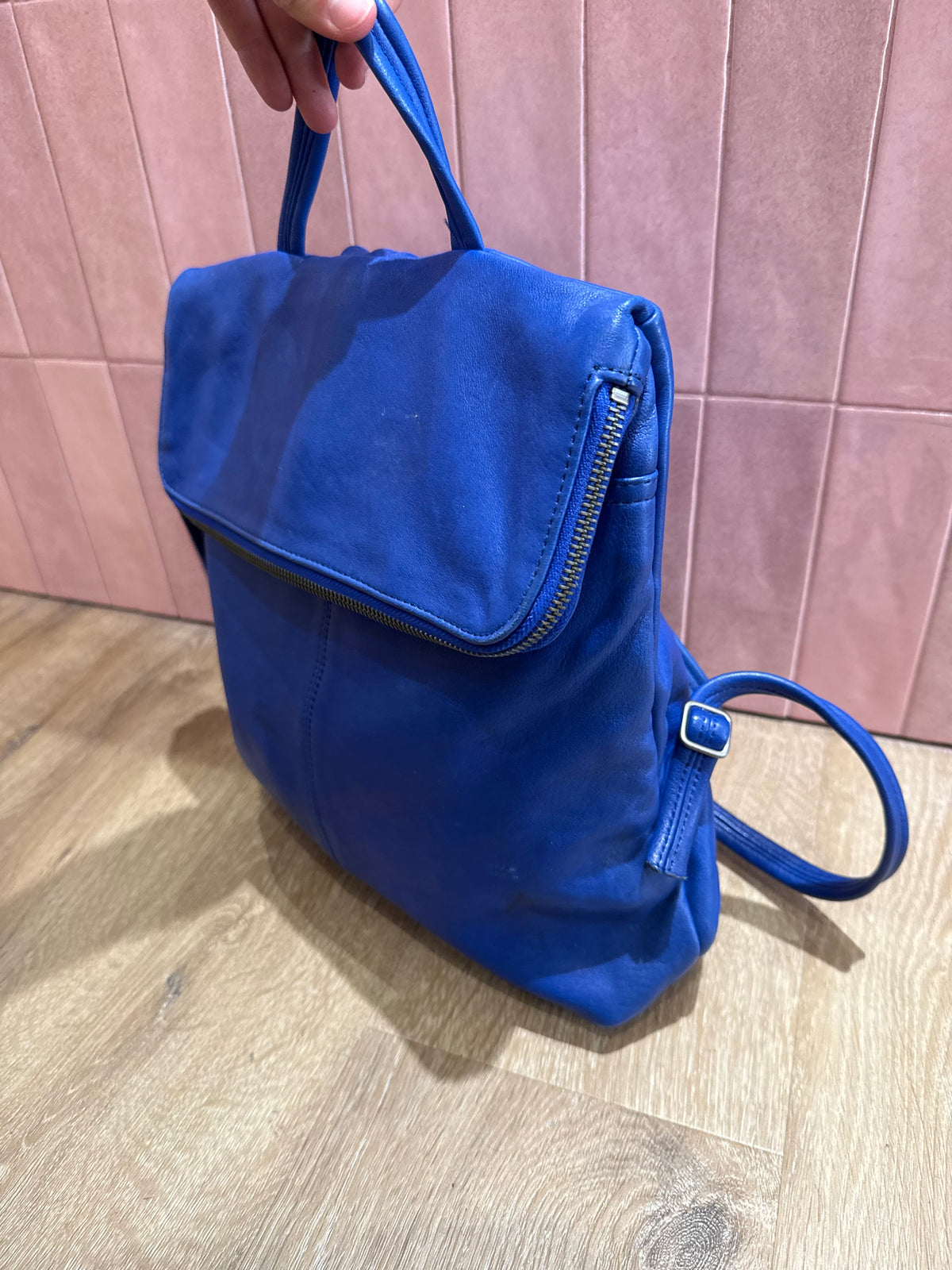 Sac à dos bleu roi cuir Naterra 27/05