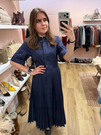 Robe longue bleu marine plissée - Paul & Joe - Taille 36 21/09