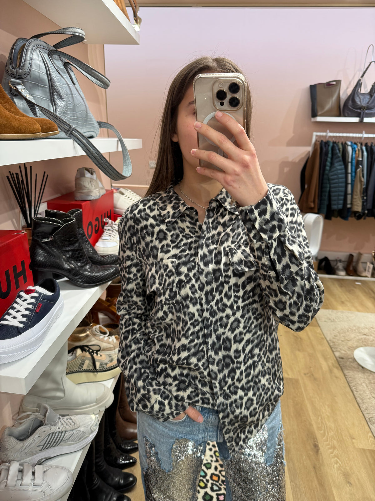 Blouse noire & blanche Max & Moi T.40 soie