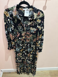 Robe longue manches longues Mango rose à fleurs T.M