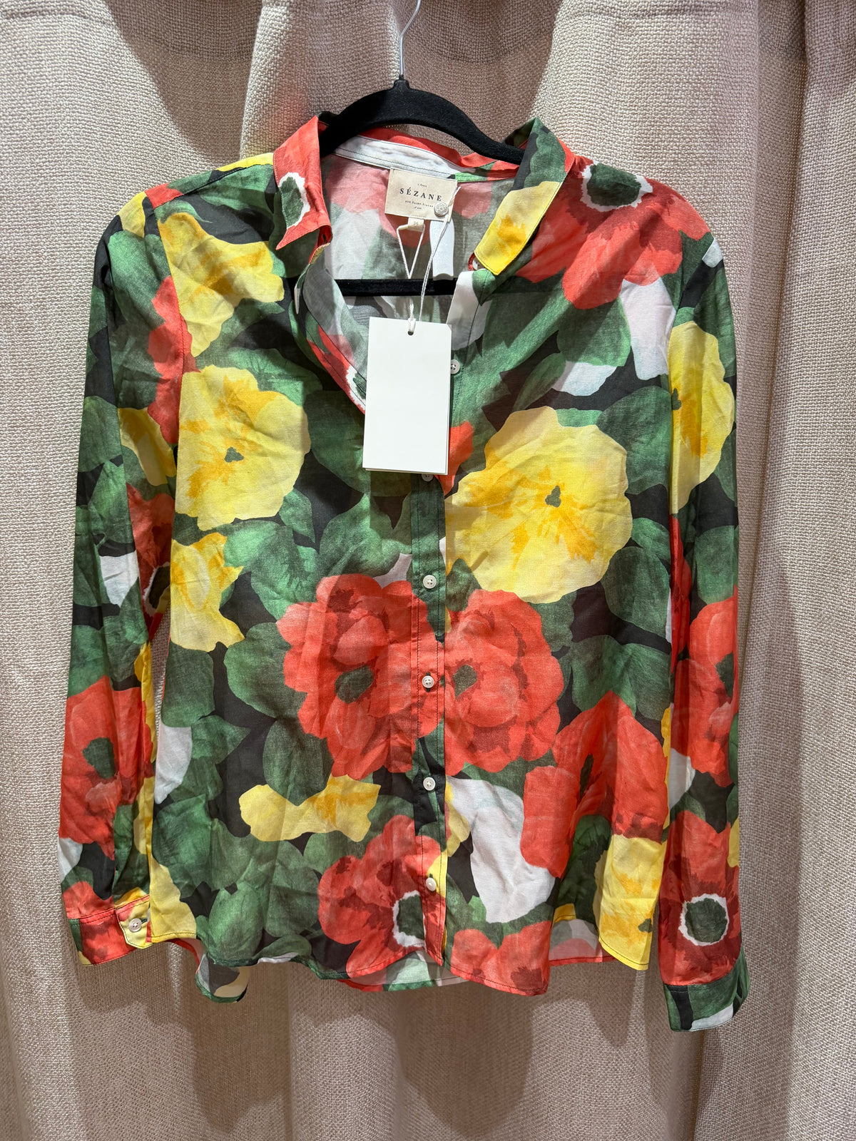 Chemise rose et verte manches longues Sézane T.36