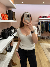Pull blanc brillant MC Max Mara Taille Ts/M