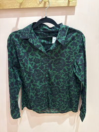 Monoprix Chemise ML Noir et verte T.38