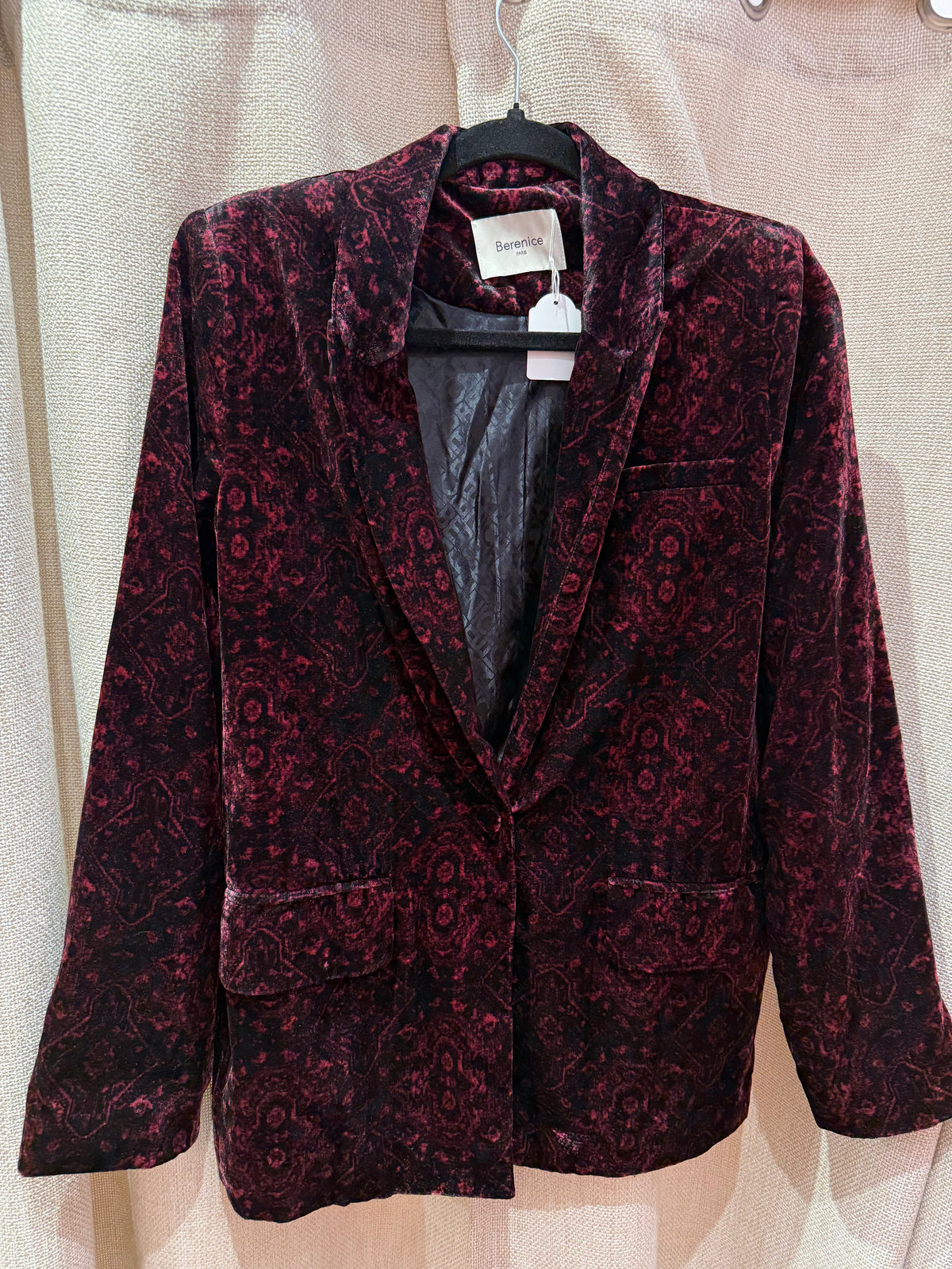 Bérénice Blazer velours noir et rouge T.38 07/06