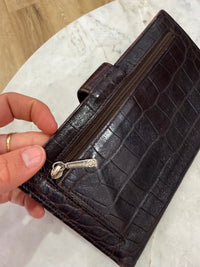 Porte-monnaie Longchamp marron croco vintage