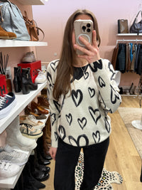 Pull beige cœur noir Estheme cachemire T.M