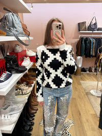 Pull carré noir & blanc Max Mara T.M