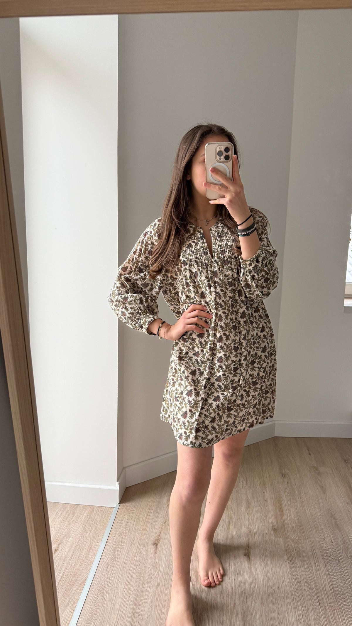 Robe beige kaki fleurs Harris Wilson Taille TS