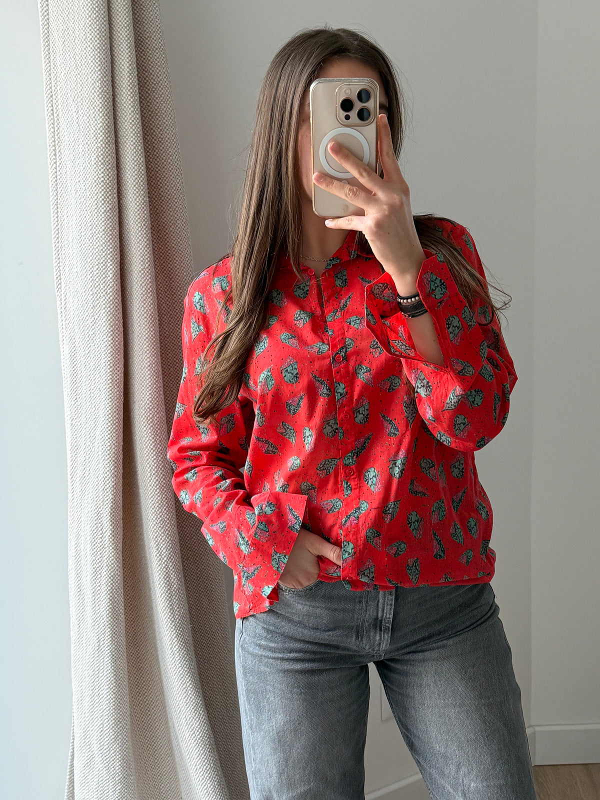 One Step - Chemise corail motif vert - corail motif vert - 44