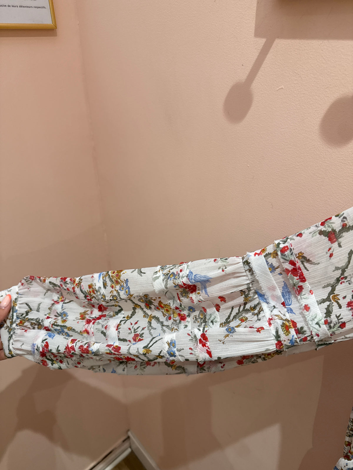 Robe longue The Kooples blanche fleurs rouges T.S 20/06