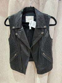 Veste cuir sans manches, T.S, Maje, Noir