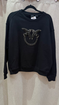 Sweat noir strass oiseaux Pinko Taille TL
