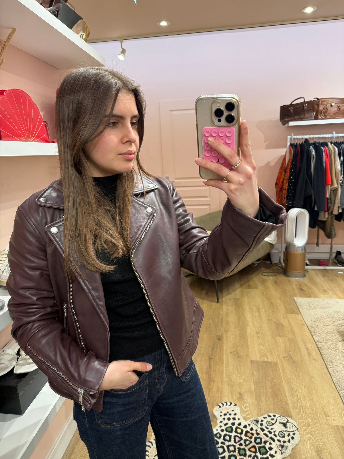 Veste en cuir Zapa T.38/40 bordeaux
