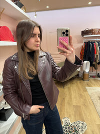 Veste en cuir Zapa T.38/40 bordeaux