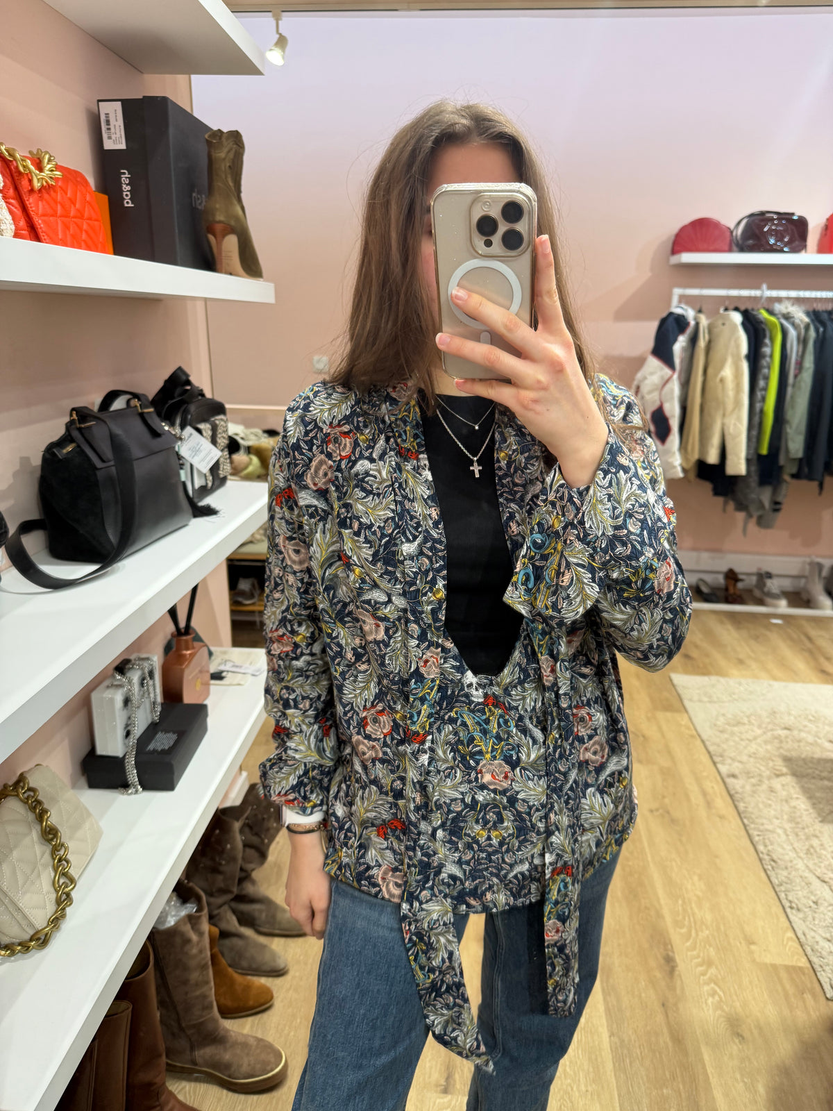 Blouse marine motif feuille Zadig & Voltaire