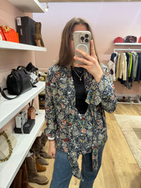 Blouse marine motif feuille Zadig & Voltaire