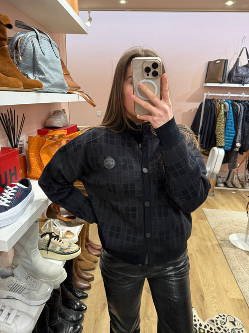 Gilet I.Code noir et gris à carreaux T.XL