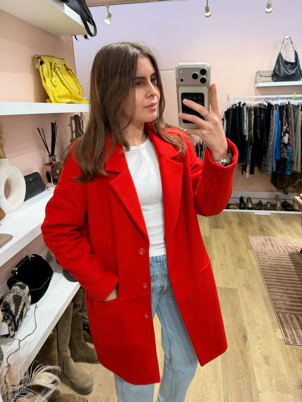 Manteau rouge en laine - Claudie Pierlot - T.38 20/10