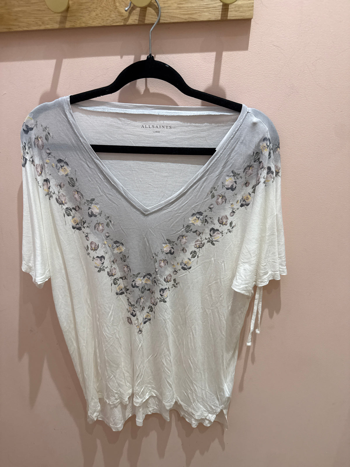 T-shirt blanc et gris fleurs All Saints T.XL