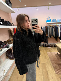 Doudoune noire bouclette oversize H&M T.XS/S 06/09