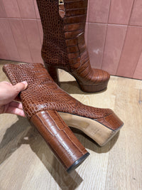 Bottines à talons marron croco Paris Texas T.39 15/09