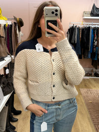 Gilet beige et bleu marine Rodier T.M 22/10