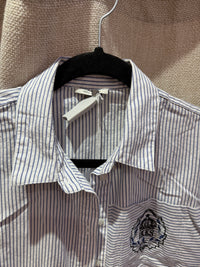 IKKS Chemise manches courtes rayée bleu et blanc T.38 12/09