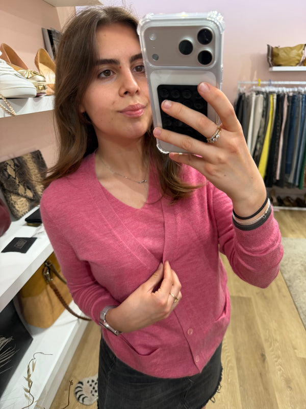 Bompard Twin-set gilet rose cachemire 30/07