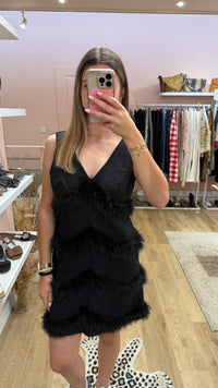 Robe noire plume T.36 Arlette natsat 18/06