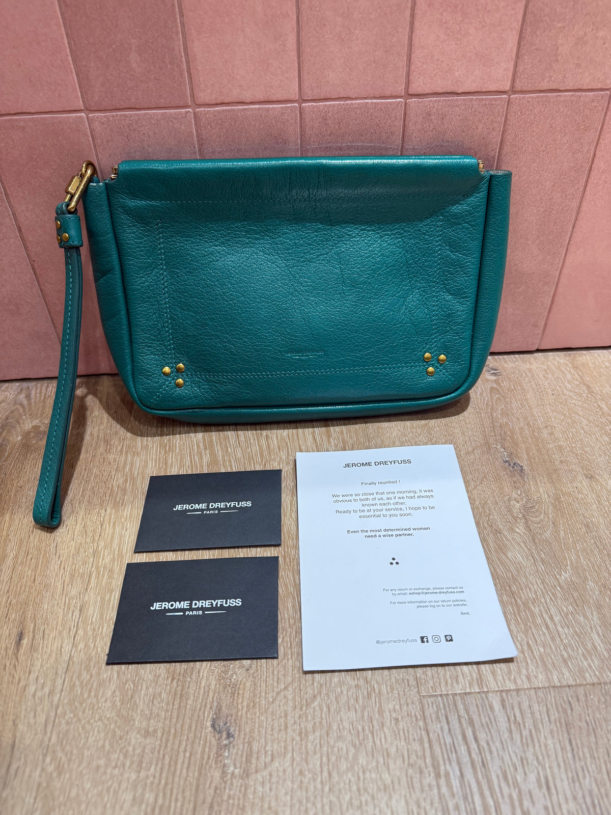 Pochette en cuir verte Jérôme dreyfuss