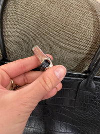 Sac cabas Longchamp noir effet croco 10/10