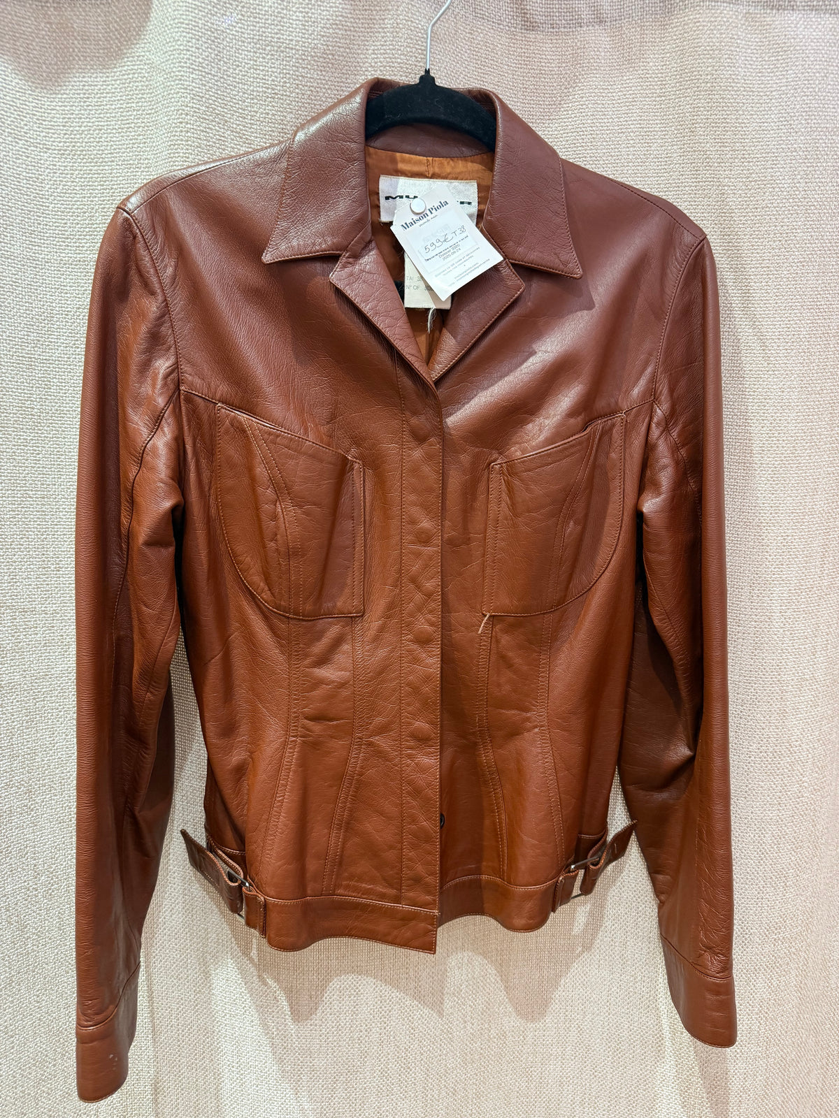 Veste en cuir mugler T.38 07/06