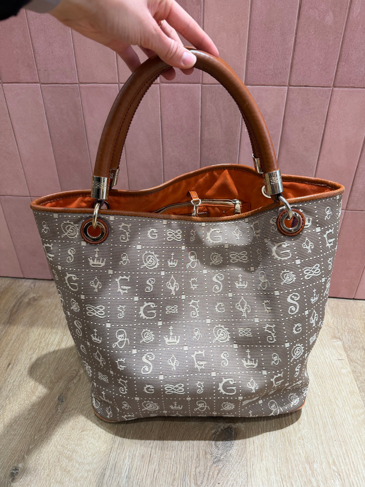 Sac beige et orange Lancel 21/10