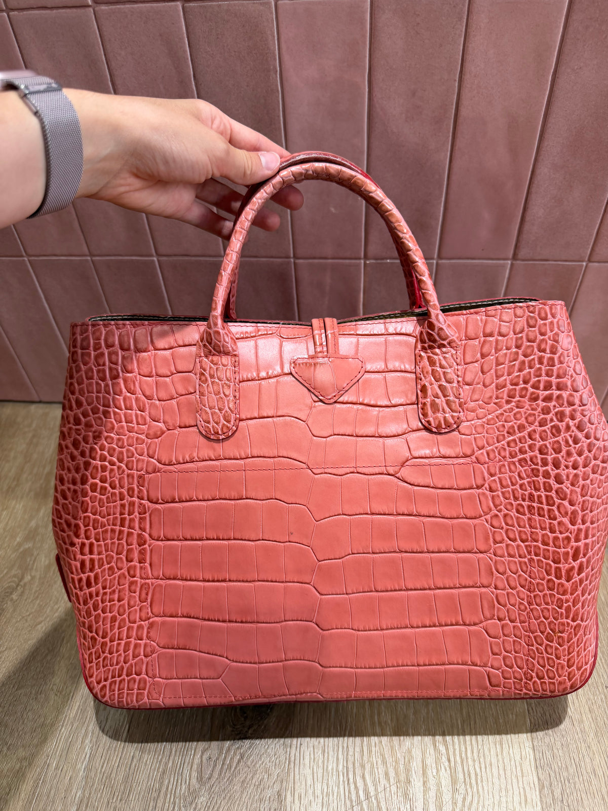 Sac rose Longchamp en cuir 07/08